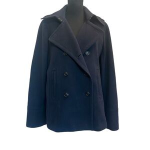 J. Crew navy blue double breasted wool pea coat jacket Sz TXL